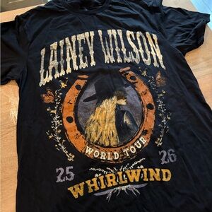 Lainey Wilson Whirlwind 2025 World Tour Black T-Shirt - Medium Regular Fit